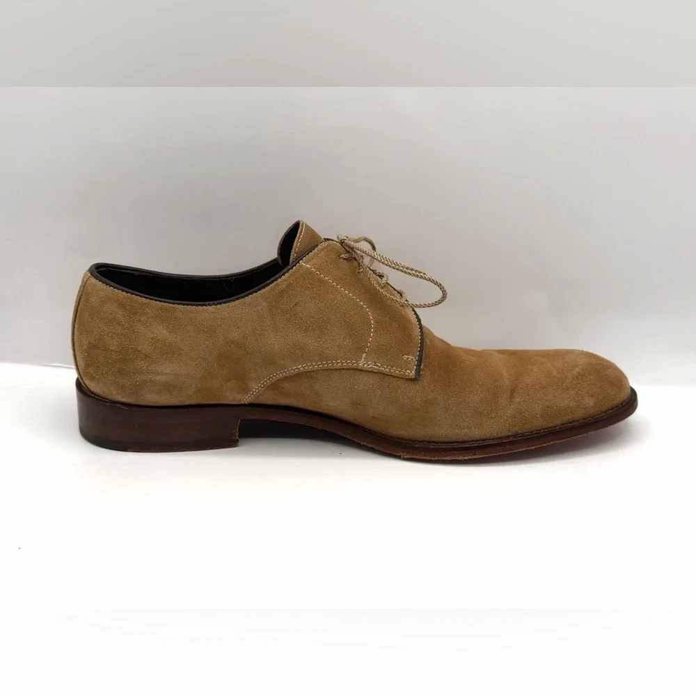 Santoni Suede Derby Straight Tip Shoes Brown Men's, Oxfords Made In Italy